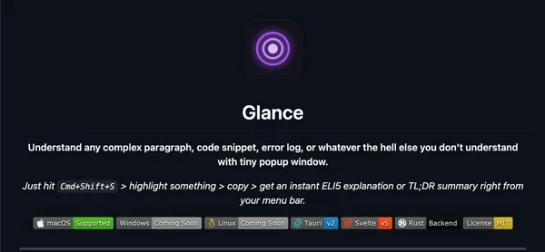 Glance (Vibe Coding Project)